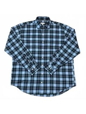 Peter Millar Langley Summer Soft Cotton Sport LS Shirt Blue Plaid Size XL